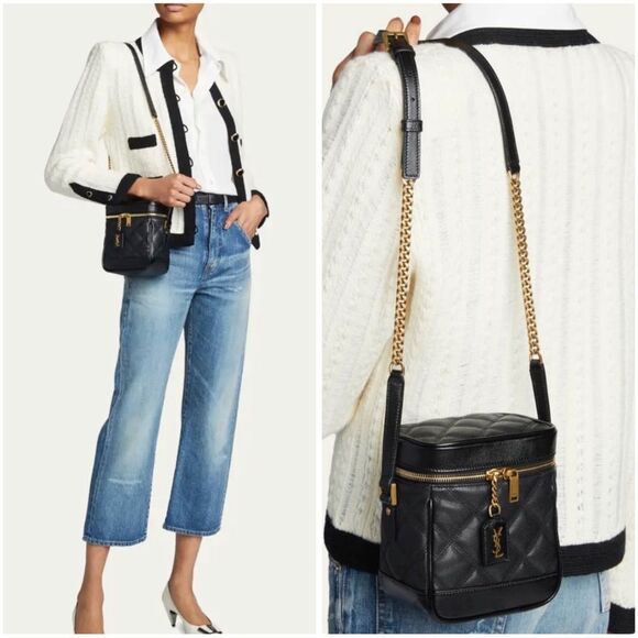 Saint Laurent 80S Vanity Crossbody Bag in Quilted Grained Leather - Picture 2 of 15